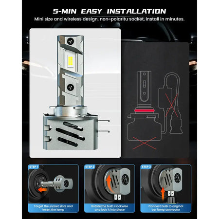 XM2 Series H11B LED Headlight Bulbs Eazy Installation