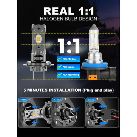 XM3 Series H7 LED Headlight Bulbs with Perfect Design