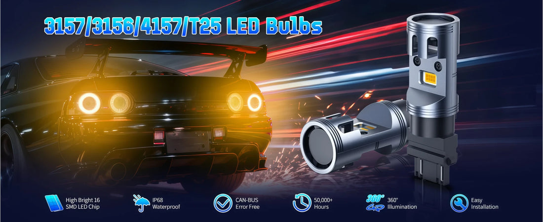 Amber 3156 LED DRL Light Bulbs have High Brightness