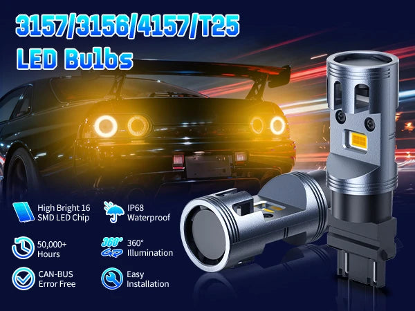 Amber 3156 LED Parking Lights have High Brightness