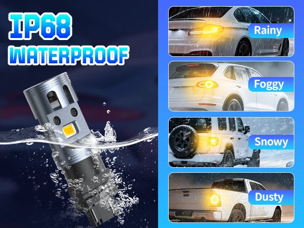 Amber 3157 LED Turn Signal Light with IP67 Waterproof Rating