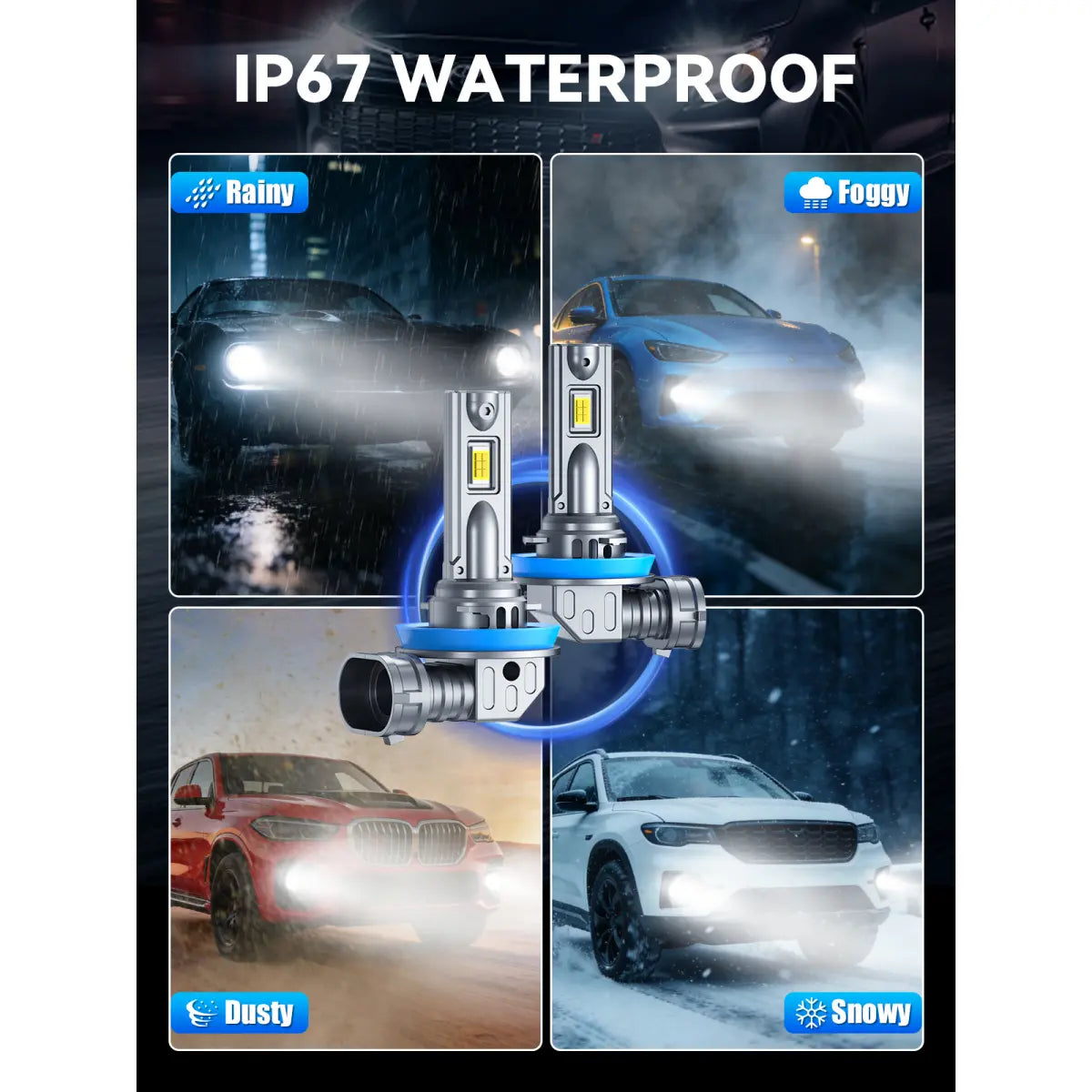 H11 LED Fog Light Bulbs IP67 Waterproof Rating