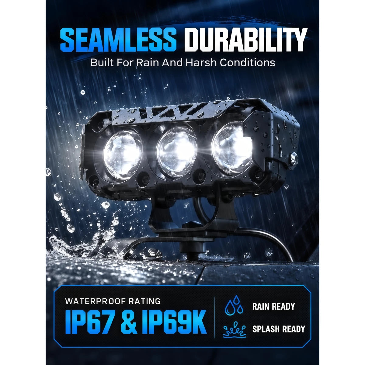 IP67 and IP69K waterproof LED pod light for rain and harsh offroad conditions