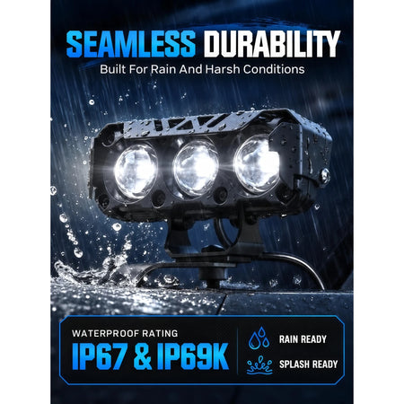 IP67 and IP69K waterproof LED pod light for rain and harsh offroad conditions