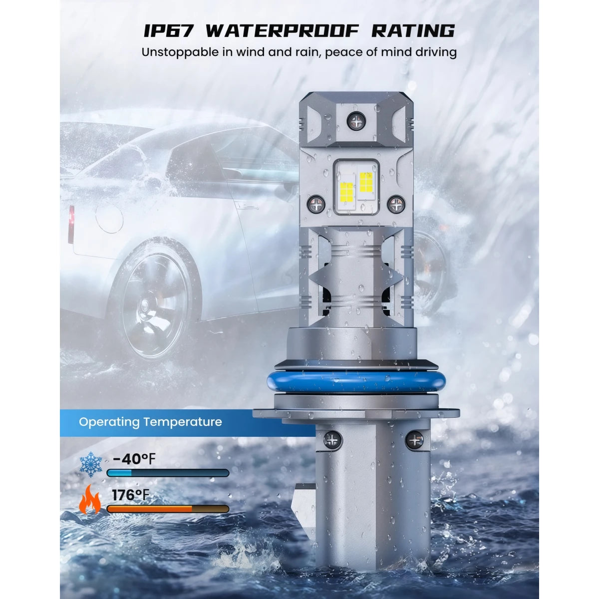 XM2 Series 9007 LED Headlight Bulbs IP67 Waterproof 